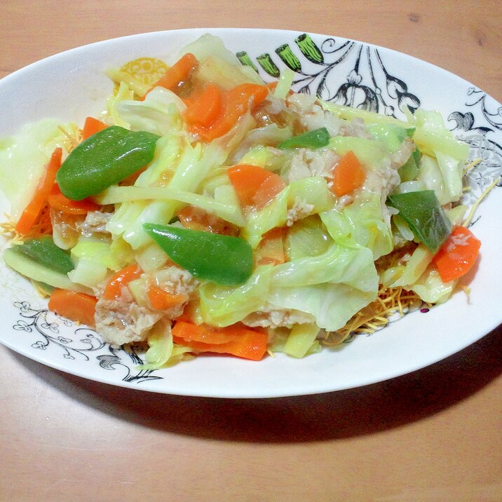 残り物の野菜で、皿うどん♪